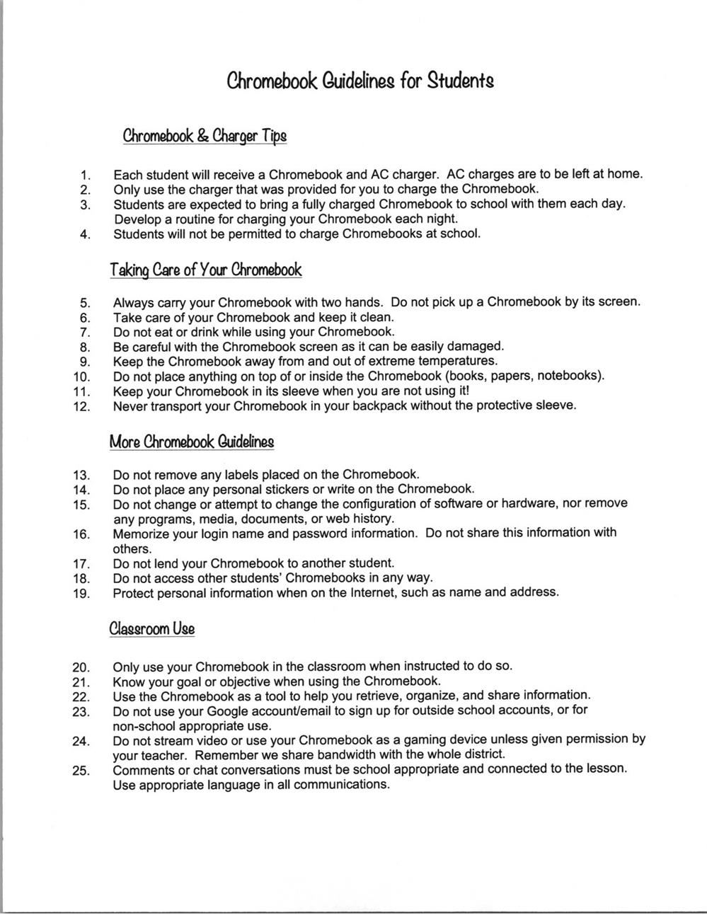 Chromebook Guidelines